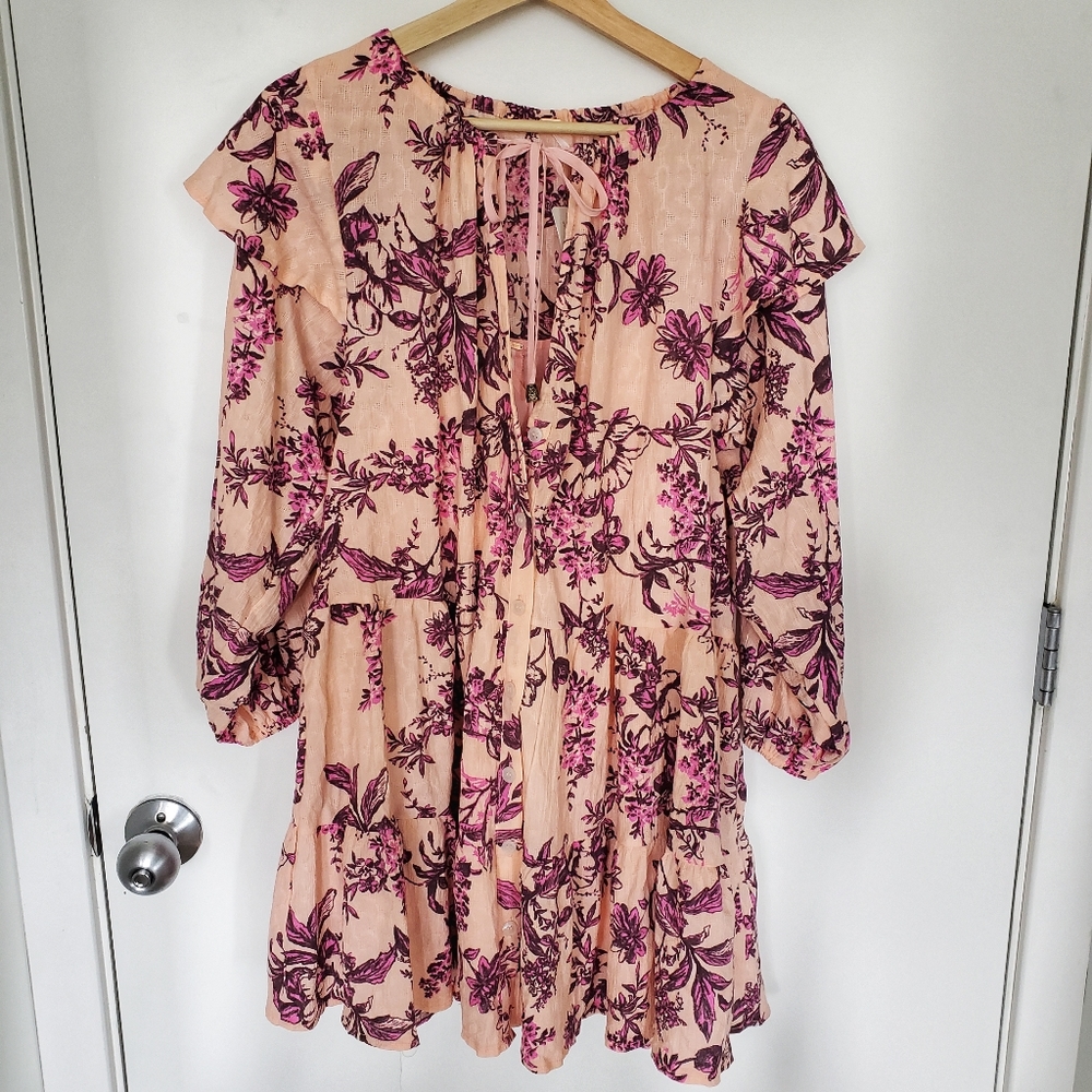 NWT Free People Sunbaked Swing Mini Dress Pink